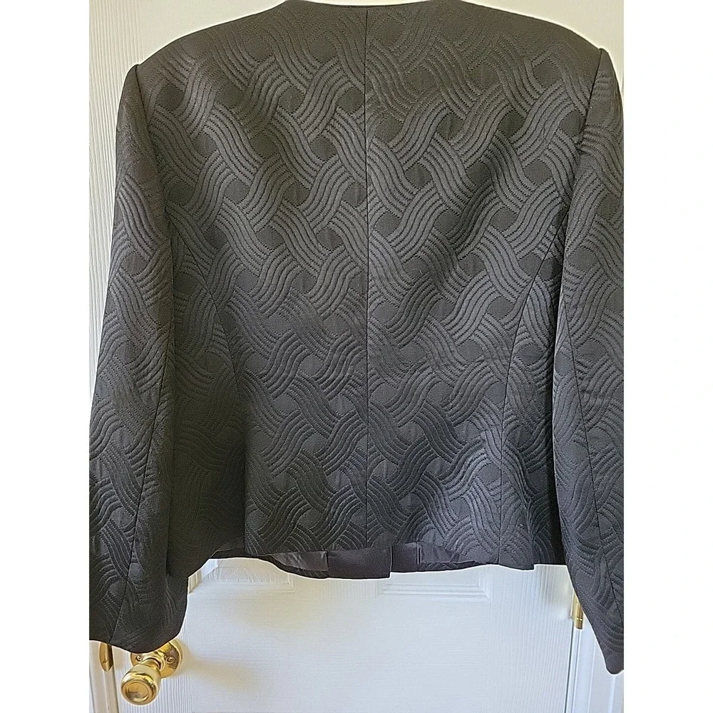 Kasper Jacket Blazer Size 16‎ Black Long Sleeve 4 Button Lined Quilted Business
